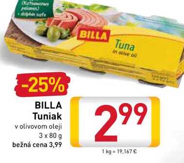 BILLA Tuniak   3x80 g