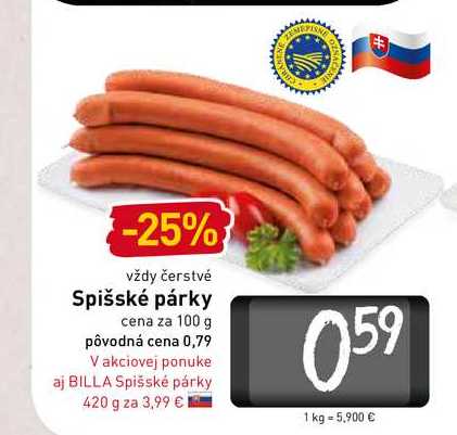  Spišské párky  100 g