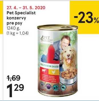 Pet Specialist konzervy pre psy, 1240 g